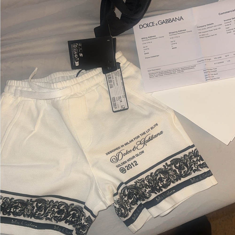 Dolce & Gabbana White and Black Athletic Shorts